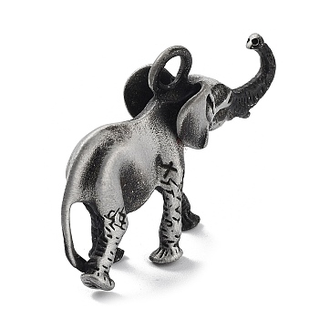 Tibetan Style Alloy Pendant, Frosted, Elephant Charm, Antique Silver, 34x49x15mm, Hole: 5mm