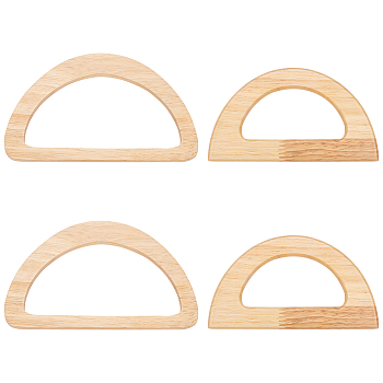 WADORN 4Pcs 2 Styles D-shape Wooden Bag Handles, for Bag Replacement Accessories, BurlyWood, 10x17.2x1cm & 7.5x13.5x0.9cm, Inner Diameter: 13.8x6.8cm & 8.15x4cm, 2pcs/style