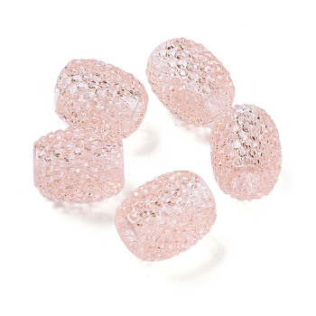 Transparent Resin European Jelly Colored Beads, Large Hole Barrel Beads, Bucket Shaped, Misty Rose, 15x12.5mm, Hole: 5mm