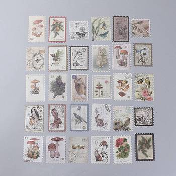 Vintage Postage Stamp Stickers Set, for Scrapbooking, Planners, Travel Diary, DIY Craft, Animal Pattern, 6.8x4.3cm, 60pcs/set