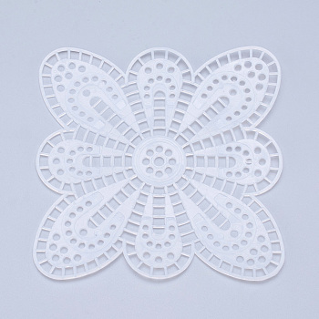 Plastic Mesh Canvas Sheets, for Embroidery, Acrylic Yarn Crafting, Knit and Crochet Projects, Flower, White, 11.2x11.2x1.5mm, Hole: 4x4mm