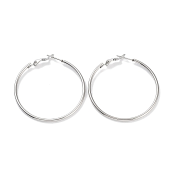 Ring 304 Stainless Steel Hoop Earrings for Women Men, Stainless Steel Color, 12 Gauge, 45.5x2mm, Pin: 0.6mm