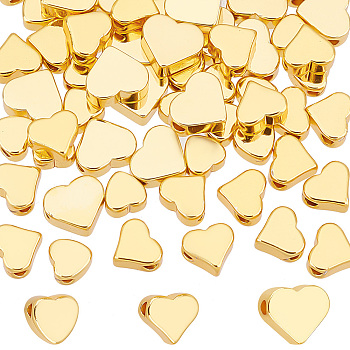 Elite 60Pcs 3 Style Brass Beads, Heart, Golden, 5~7x5~6x2~3mm, Hole: 1.2~1.5mm, 20pcs/style