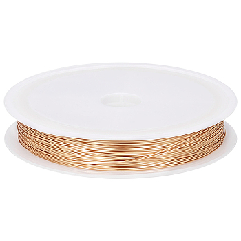 Eco-Friendly Copper Wire, Round Copper Beading Wire for Jewelry Making, Long-Lasting Plated, Real 18K Gold Plated, 26 Gauge, 0.4mm, about 164.04 Feet(50m)/Roll