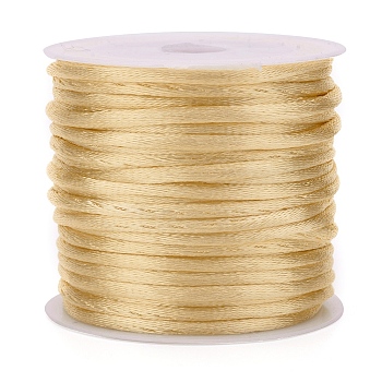 Nylon Cord, Satin Rattail Cord, for Beading Jewelry Making, Chinese Knotting, Light Khaki, 1.5mm, about 16.4 yards(15m)/roll