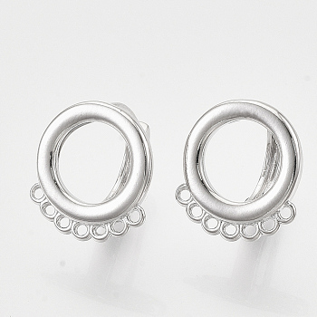 Hoop Earring Findings, with Vertical Loop, Ring, Nickel Free, Real Platinum Plated, 15.5x14x13.5mm, Hole: 1mm, pin: 1mm