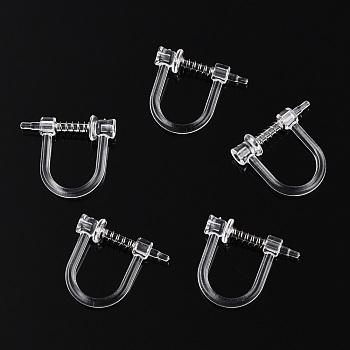 Resin Clip-on Earring Converter, Screw Earring Clips with Stainless Steel Spring, Clear, 12x13x3.5mm, Hole: 0.7mm
