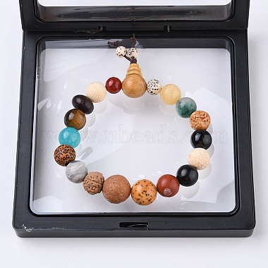 bracelet extensible en perles rondes avec pierres précieuses mélangées naturelles(BJEW-YW0001-05)-2