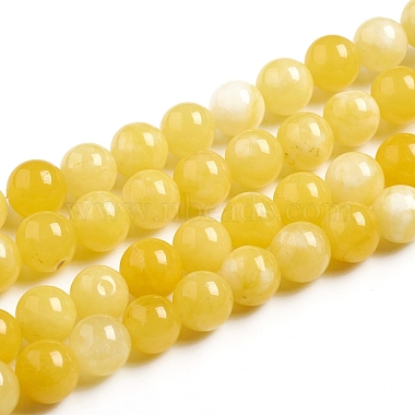 8mm Gold Round White Jade Beads