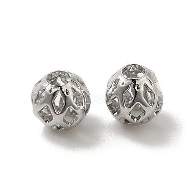 Real Platinum Plated Round Brass Spacer Beads