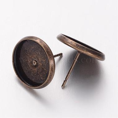Antique Bronze Plated Brass Ear Stud Bezel Settings(X-KK-H720-AB-NR)-2