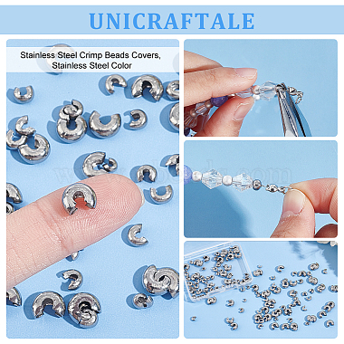 180Pcs 3 Style 304 Stainless Steel Crimp Beads Covers(STAS-UN0051-55)-5