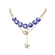 2Pcs 2 Style Brass Shell with Star Pendant Lariat Necklaces Set(NJEW-JN04208)-4